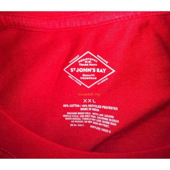 New St. Johns Bay Red Graphic Men’s T-Shirt XXL Classic Fit 60% Cotton - Picture 2 of 2